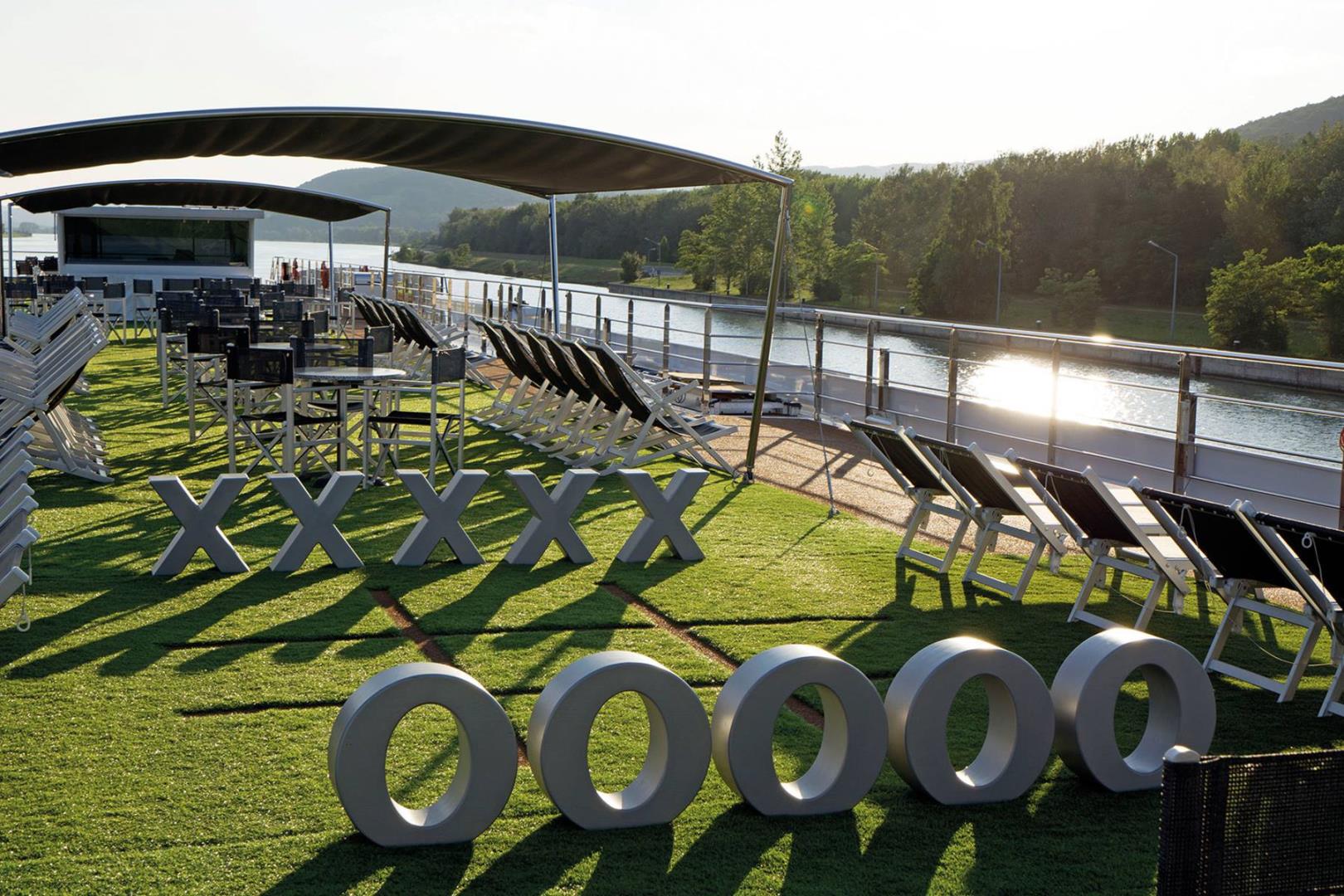 View of sundeck and giant tic-tac-toe set